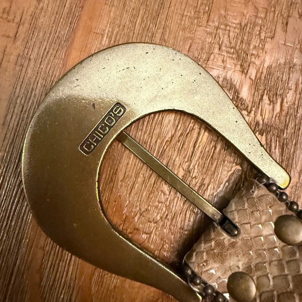 Chico's Gold Bronze Studded Bling Embellished Belt western rodeo, cowboy glam